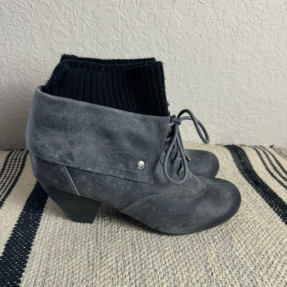 Dr. Scholls Womens Ali Elephant Ankle Boots Gray Suede Leather - Picture 2 of 7